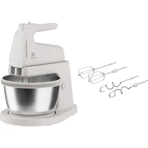 Mixer cu bol Electrolux ESM4W, 500 W, 5 Viteze + Turbo, bol rotativ din inox (Alb)