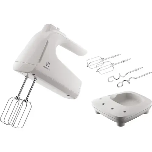 Mixer de mana Electrolux EHM4W, 500 W, 5 viteze + Turbo, suport pentru mixer si accesorii (Alb)