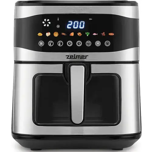 Friteuza cu Aer Cald Zelmer ZAF1500, Capacitate 6.5L, 10 Programe, Timer, 1600W (Negru/Inox)
