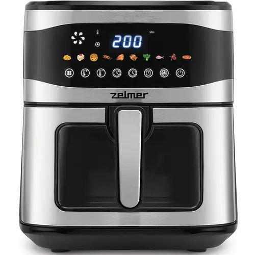 Friteuza cu Aer Cald Zelmer ZAF1500, Capacitate 6.5L, 10 Programe, Timer, 1600W (Negru/Inox)