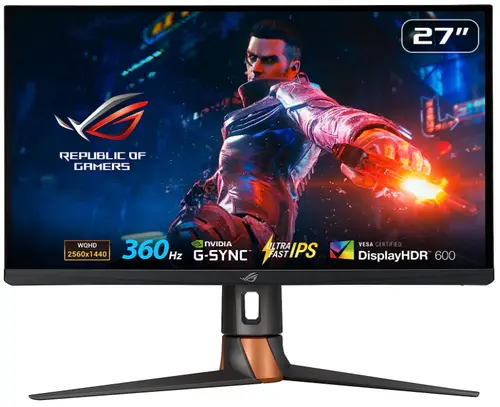 Monitor Gaming Fast IPS LED ASUS ROG Swift 27inch PG27AQN, QHD (2560 x 1440), HDMI, DisplayPort, Nvidia G-Sync, Pivot, 360 Hz, 1 ms (Negru)