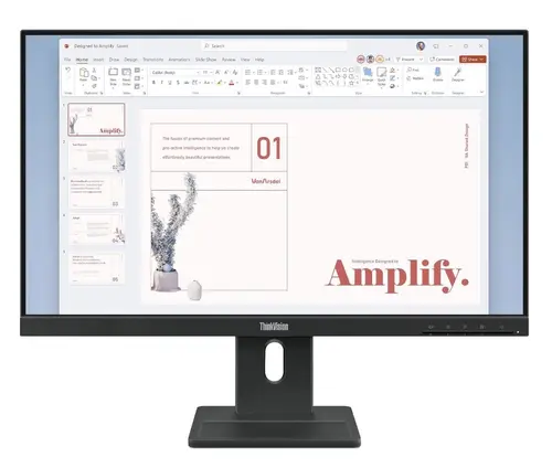 Monitor IPS LED Lenovo ThinkVision 23.8inch E24-40, Full HD (1920 x 1080), VGA, HDMI, DisplayPort, Boxe, Pivot, 100 Hz, 4 ms (Negru)