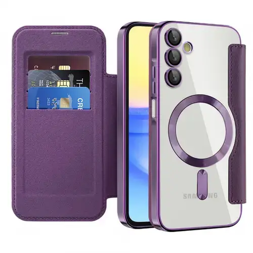 Husa MagSafe Techsuit SmartMag Book pentru Samsung Galaxy A15 5G A156 / A15 A155 (Mov)