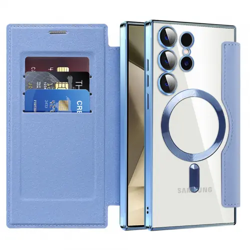 Husa MagSafe Techsuit SmartMag Book  pentru Samsung Galaxy S24 Ultra S928 (Albastru)
