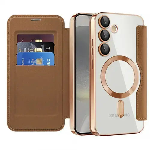 Husa MagSafe Techsuit SmartMag Book  pentru Samsung Galaxy S24+ S926 (Maro)