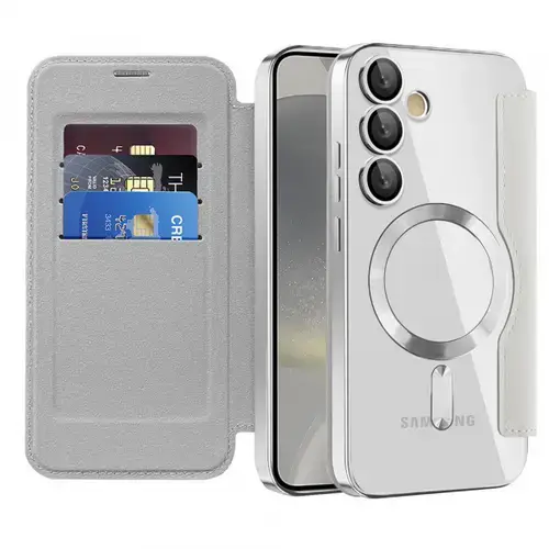 Husa MagSafe Techsuit SmartMag Book pentru Samsung Galaxy S24 S921 (Gri)