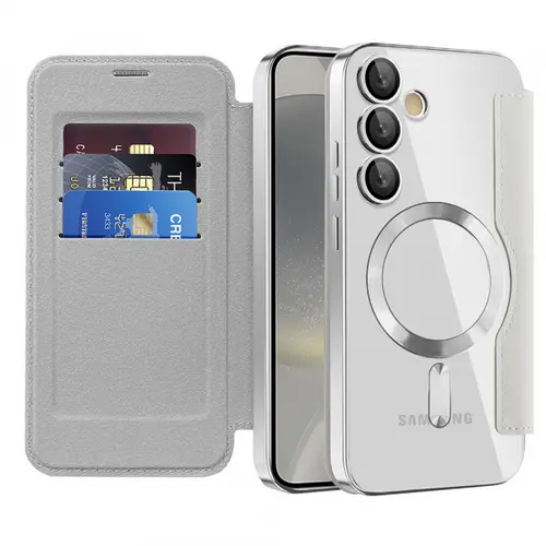 Husa MagSafe Techsuit SmartMag Book pentru Samsung Galaxy S24 S921 (Gri)