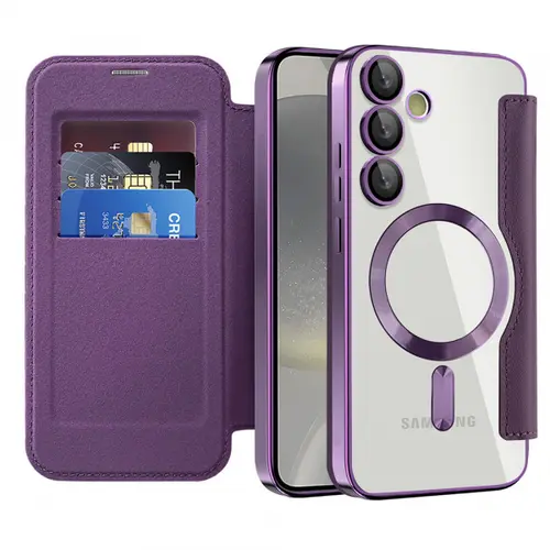 Husa MagSafe Techsuit SmartMag Book pentru Samsung Galaxy S24 S921 (Mov)