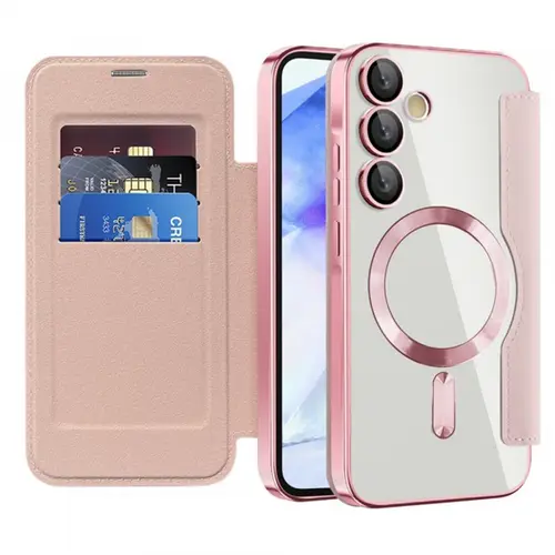 Husa MagSafe Techsuit SmartMag Book pentru Samsung Galaxy A55 5G A556 (Roz)