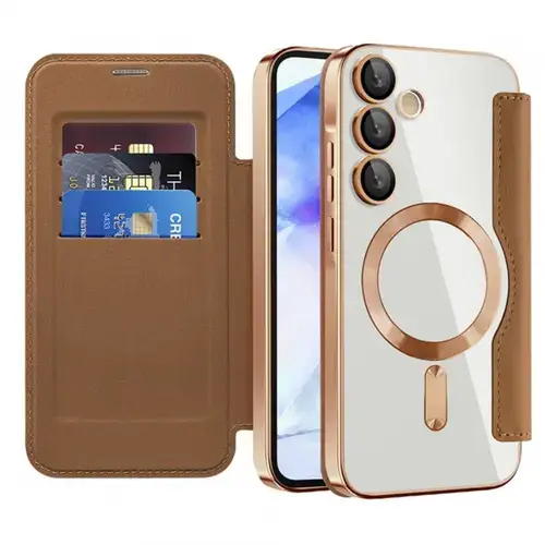 Husa MagSafe Techsuit SmartMag Book  pentru Samsung Galaxy A55 5G A556 (Maro)