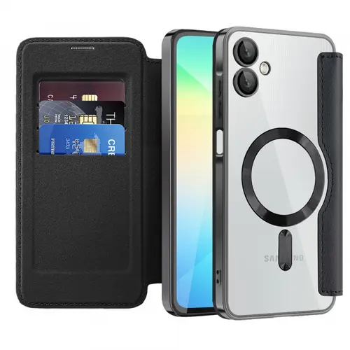 Husa MagSafe Techsuit SmartMag Bookpentru Samsung Galaxy A06 A065 (Negru)