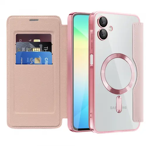 Husa MagSafe Techsuit SmartMag Book pentru Samsung Galaxy A06 A065 (Roz)