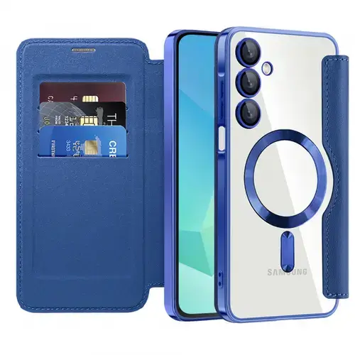 Husa MagSafe Techsuit SmartMag Book  pentru Samsung Galaxy A16 5G A166 / A16 4G A165 (Albastru)