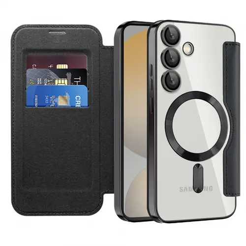 Husa MagSafe Techsuit SmartMag Book  pentru Samsung Galaxy S24 FE S721 (Negru)