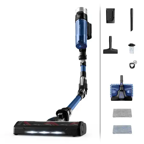 Aspirator vertical Tefal  X-FORCE FLEX 9.60 TY20C4WO, Autonomie 45 minute, Iluminare LED, Afisaj control SMART, Recipient 0.4 l (Albastru/Negru)