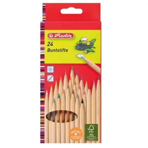 Set creioane colorate Herlitz Natur, 1/1, 24 buc/set