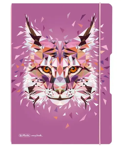 Caiet Herlitz my.book flex A4 2x40 file, hartie 80g/mp, dictando+patratele, motiv Wild Animals Lynx
