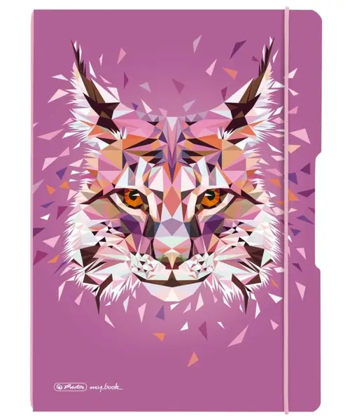 Caiet Herlitz my.book flex A4 2x40 file, hartie 80g/mp, dictando+patratele, motiv Wild Animals Lynx