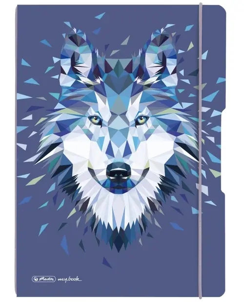 Caiet Herlitz my.book flex A4 2x40 file, hartie 80g/mp, dictando+patratele, motiv Wild Animals Wolf