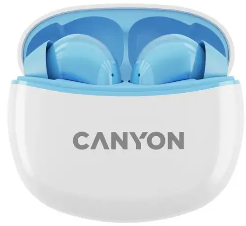 Casti True Wireless Canyon TWS-5, Bluetooth, In-Ear, Microfon (Alb/Albastru)