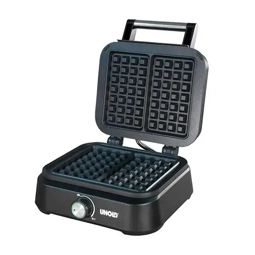 Aparat pentru gofre belgiene Unold U48275, 1500 W, 2 gofre, Maner Cool-Touch, Antiaderenta (Negru)