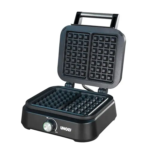 Aparat pentru gofre belgiene Unold U48275, 1500 W, 2 gofre, Maner Cool-Touch, Antiaderenta (Negru)