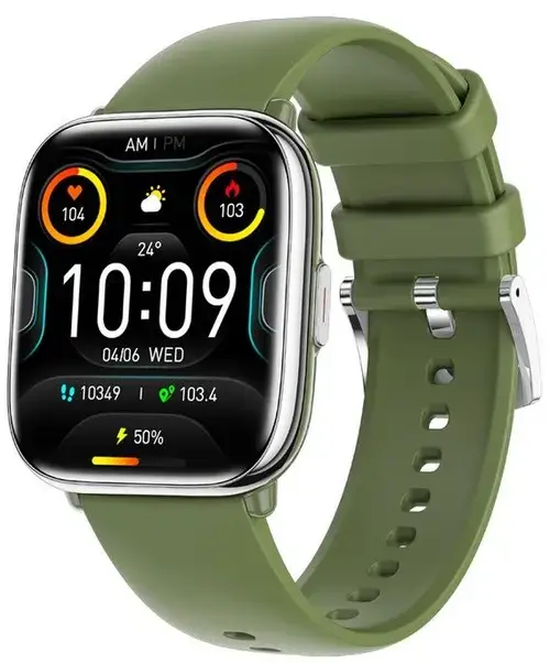 Smartwatch myWatch Pastel, Ecran AMOLED 1.75inch, Bluetooth, Analiza somn, Saturatie oxigen, Ritm cardiac, IP67 (Argintiu/Verde)