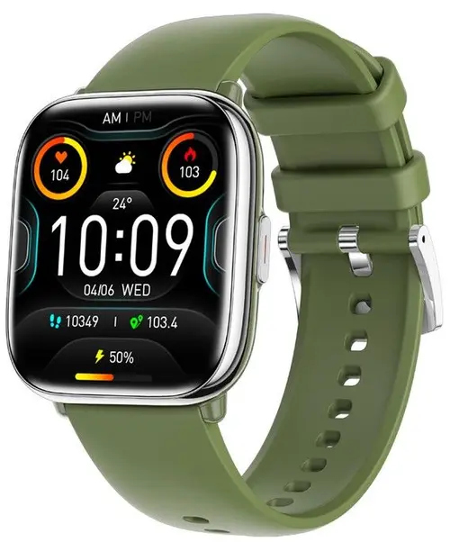 Smartwatch myWatch Pastel, Ecran AMOLED 1.75inch, Bluetooth, Analiza somn, Saturatie oxigen, Ritm cardiac, IP67 (Argintiu/Verde)