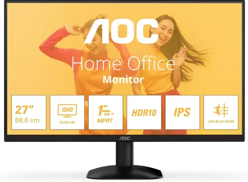 Monitor IPS LED AOC 27inch Q27B35E, QHD (2560 x 1440), HDMI, DisplayPort, 75 Hz, 4 ms (Negru)