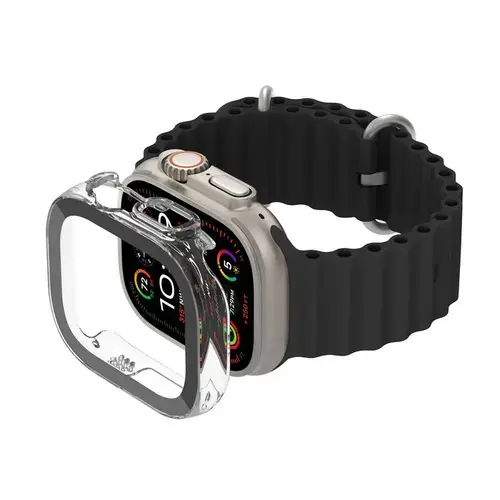 Protectie ecran si bumber Belkin SCREENFORCE TemperedCurve 2 in 1 pentru Apple Seria Ultra 1/2, 49mm (Transparent)
