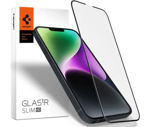 Folie Sticla Spigen tR Slim AGL03392 pentru Apple iPhone 13, Apple iPhone 13 Pro (Transparent/Negru)