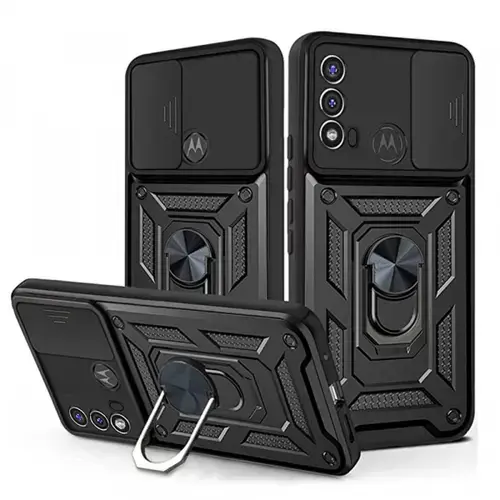 Husa pentru Motorola Moto E40 / E30 / E20, Techsuit, CamShield, Neagra