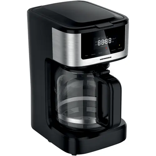 Cafetiera digitala Heinner HCM-DD900BKSS, 900 W, 1.8 l, Display digital cu control touch, Tarie cafea ajustabila (Negru/Inox)
