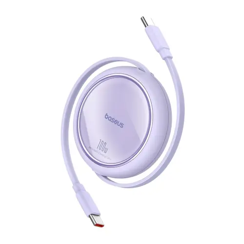 Cablu Baseus Free2Draw Mini, Retractabil, USB-C la USB-C, 100W, 1m (Violet)