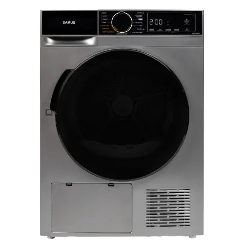 Uscator de rufe Samus SADP-836DS, Pompa de caldura, 8 kg, 15 programe, Clasa D, Igienizare UV, Afisaj electronic (Gri inchis)