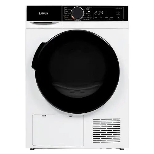Uscator de rufe Samus SADP-835, Pompa de caldura, 8 kg, 15 programe, Clasa D, Igienizare UV (Alb)