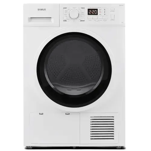 Uscator de rufe Samus SGDP-824, Pompa de caldura, 8 kg, 16 programe, Clasa E, Afisaj Electronic (Alb)