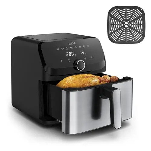 Friteuza cu aer cald Tefal EY855D10, 7.5 l, Timer 60 minute, 2020 W (Negru/Inox)