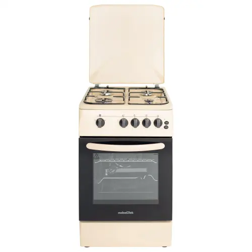 Aragaz Nobeltek NLT 5603B/G1, 50x60, Plita si Cuptor pe gaz, Grill gaz, Rotisor, Aprindere electrica, Iluminare cuptor, Siguranta plita si cuptor, Echipat cu diuze GN, diuze GPL de schimb, capac tabla (Bej)