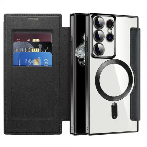 Husa MagSafe pentru Samsung Galaxy S22 Ultra 5G S908 Techsuit SmartMag Book (Negru)