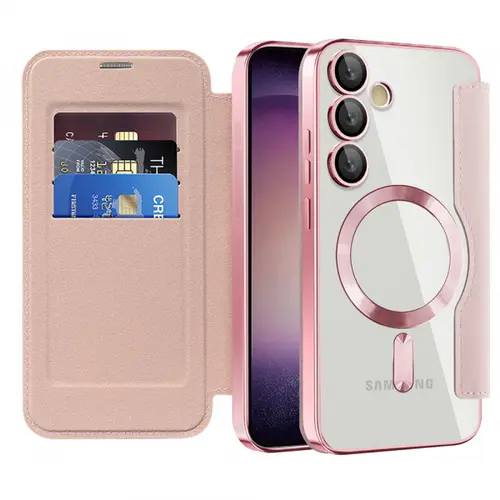 Husa MagSafe pentru Samsung Galaxy S23 S911 Techsuit SmartMag Book (Roz)