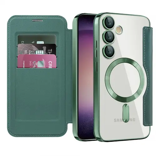 Husa MagSafe pentru Samsung Galaxy S23 S911 Techsuit SmartMag Book (Verde)