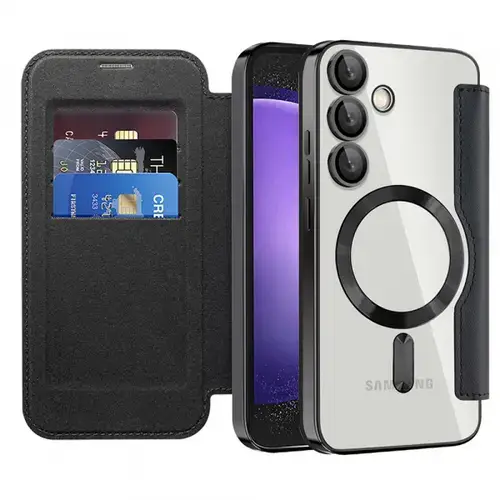 Husa MagSafe pentru Samsung Galaxy S23 FE S711 Techsuit SmartMag Book (Negru)