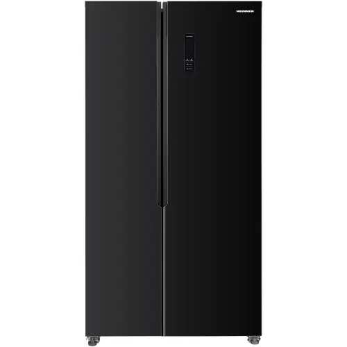 Side by side Heinner HSBS-HM442NFGBKE++, 442 l, No Frost, Clasa E, Display, Smart, H 176.5 cm, Sticla neagra (Negru)