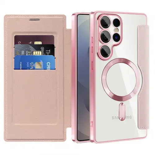 Husa MagSafe pentru Samsung Galaxy S25 Ultra S938 Techsuit SmartMag Book (Roz)