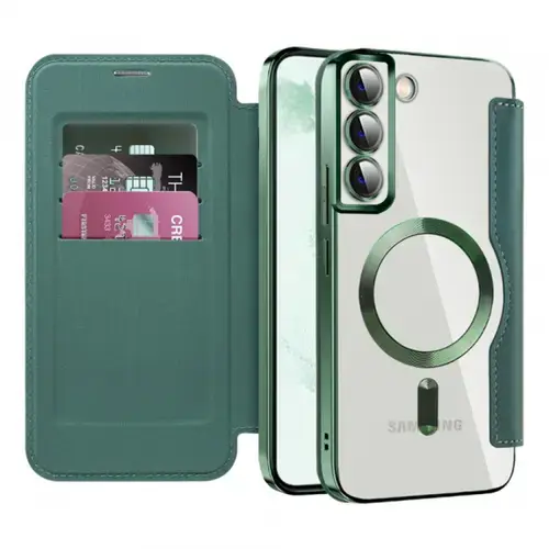Husa MagSafe pentru Samsung Galaxy S22+ 5G S906 Techsuit SmartMag Book (Verde)