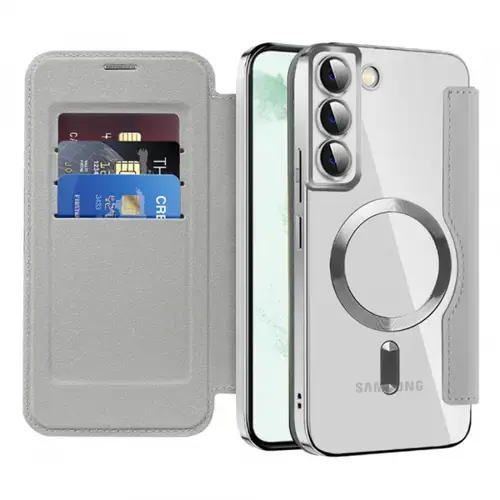 Husa MagSafe pentru Samsung Galaxy S22+ 5G S906 Techsuit SmartMag Book (Gri)