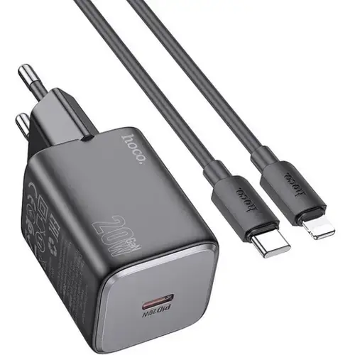 Incarcator Retea HOCO N40, 20 W, 3 A, USB-C, cablu Lightning (Negru)