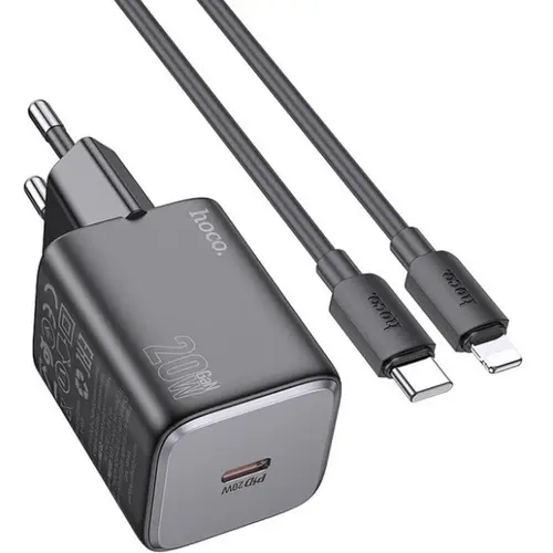 Incarcator Retea HOCO N40, 20 W, 3 A, USB-C, cablu Lightning (Negru)