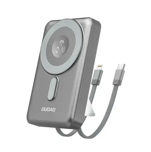 Baterie Externa Wireless Dudao K29, 10000mAh, 20W, PD + FQI, 1 x Lightning - 1 x QI - 1 x USB-C (Gri)